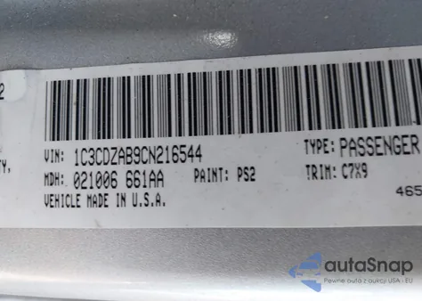 2012 Dodge Avenger Se from USA, damaged, VIN 1C3CDZAB9CN216544